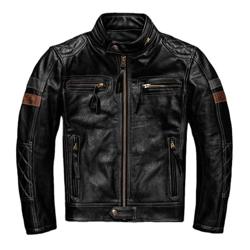 Brand New Pro Motor Biker Real Leather jacket for Men Rider Cowhide Best Quality First Layer Full Grain Leather