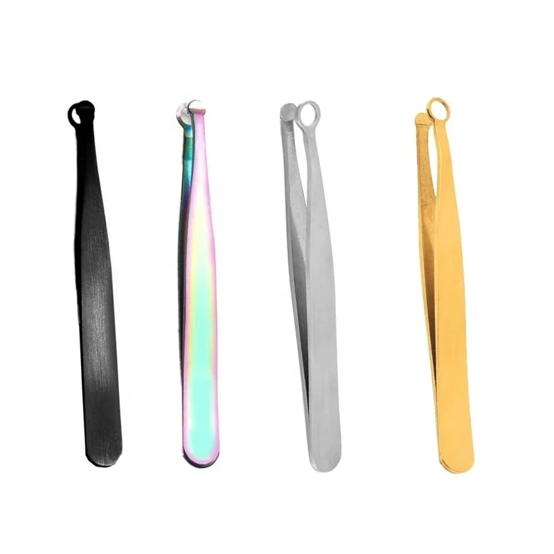 Round tweezers can be used double eyelids patch hair trimming amazon hot selling stainless steel nose hair clip eyebrow tweezers