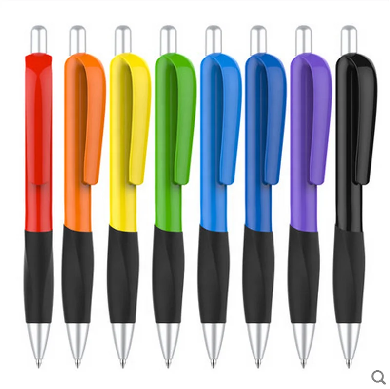High quality branded name Fashion promotional black red green orange blue twist pens ballpoint custom logo