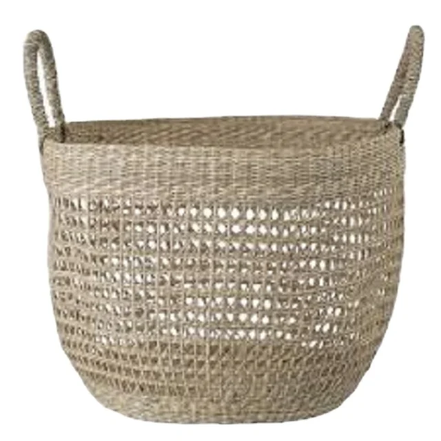 Handmade Multi functional storage box Factory OEM Wooden Frame Single Square Woven jute Water Hyacinth Basket
