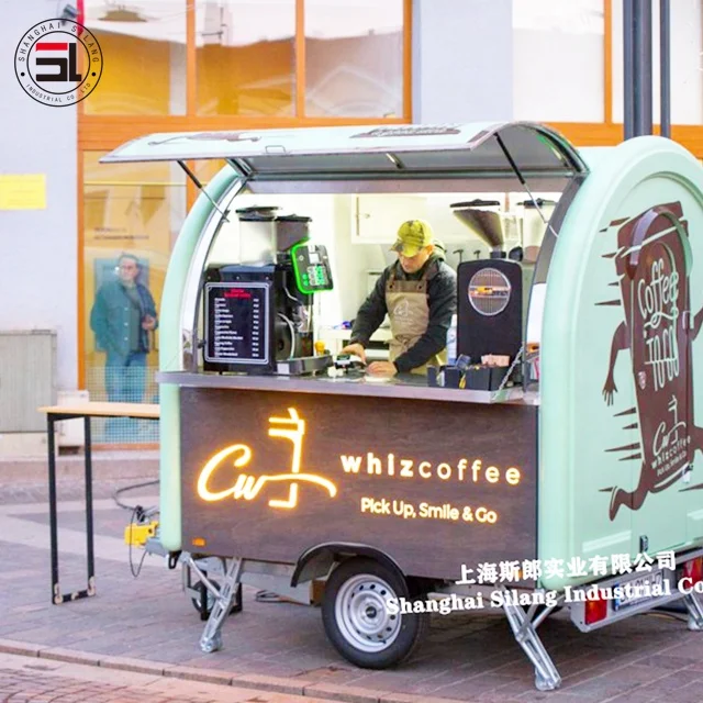 Silang Food Processors Mobile Street Shop Snack Drinks Vending Trailer Cart With Traction Frame