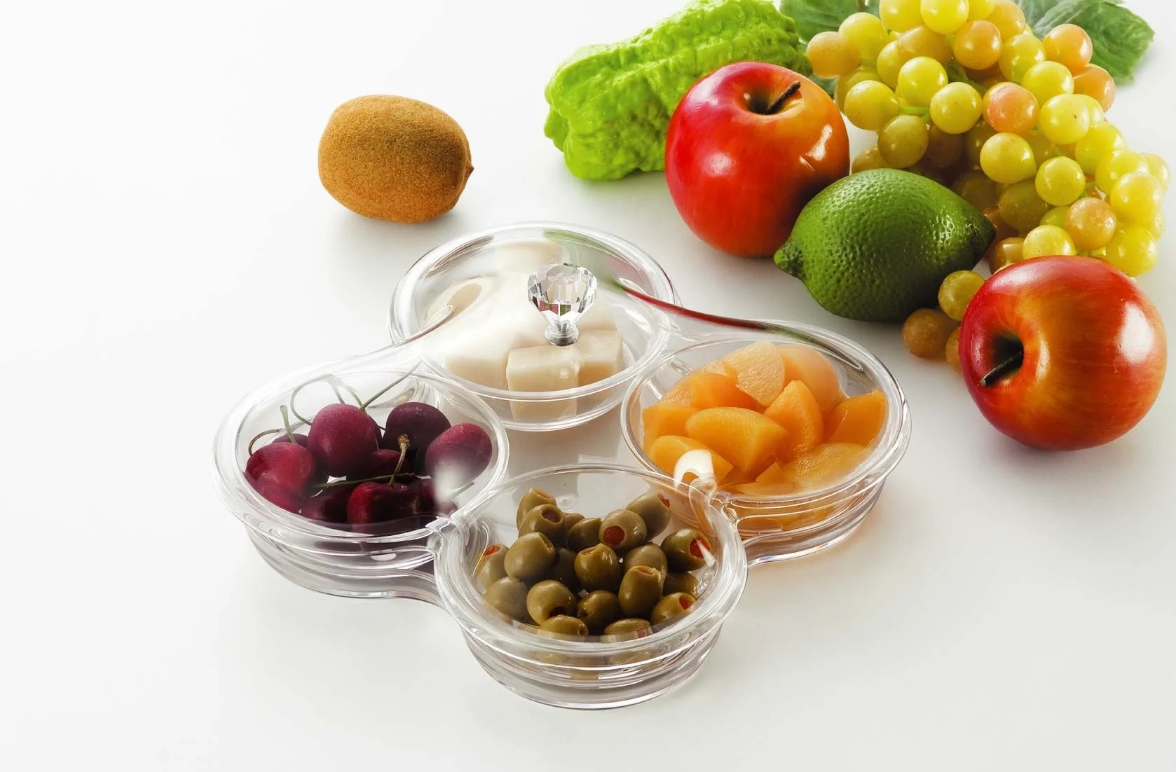 Acrylic Appetizer Platter Divided Candy Tray