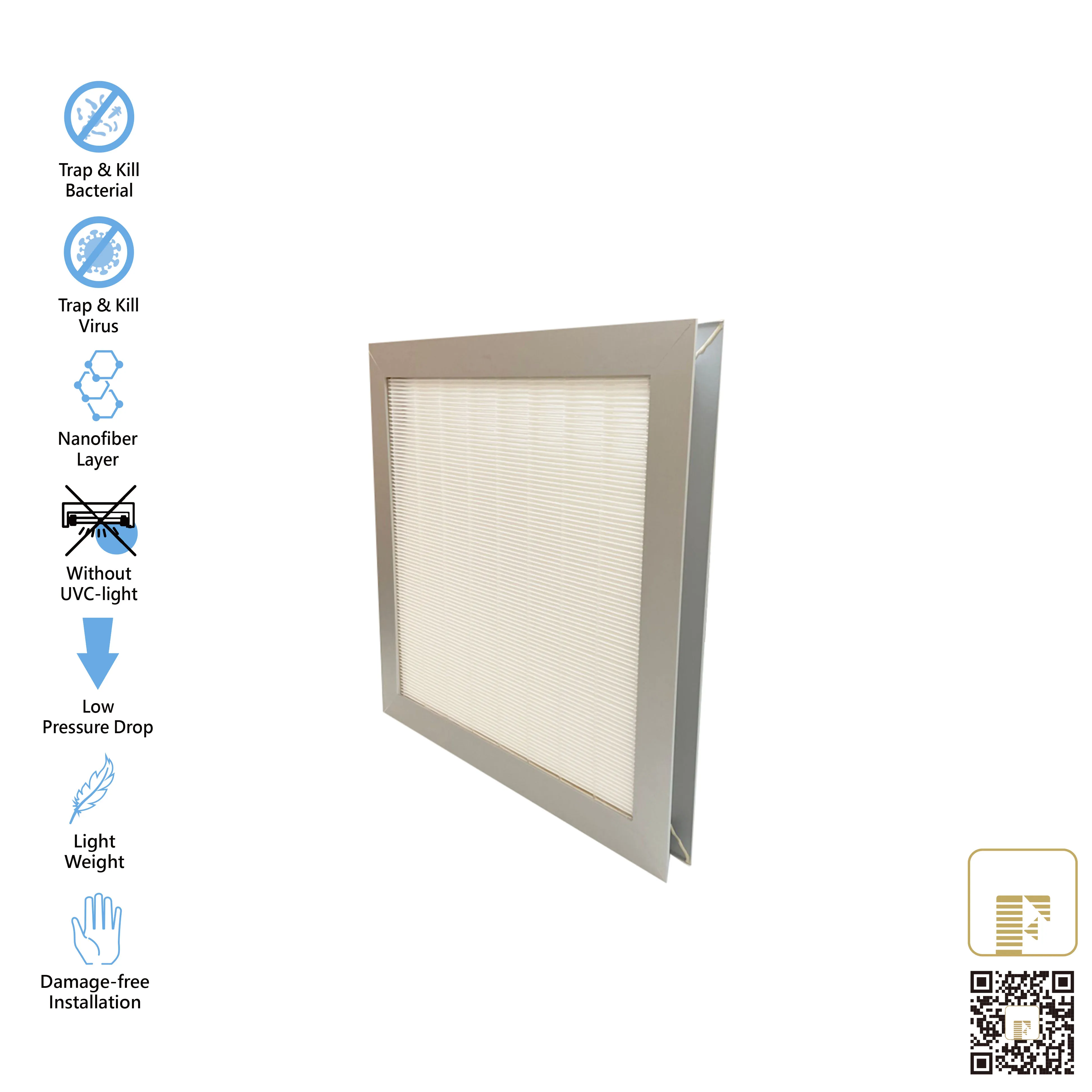 Панельный воздушный фильтр для HVAC MVAC, 24x24x2,7 дюйма, новый материал, нановолоконная мембрана