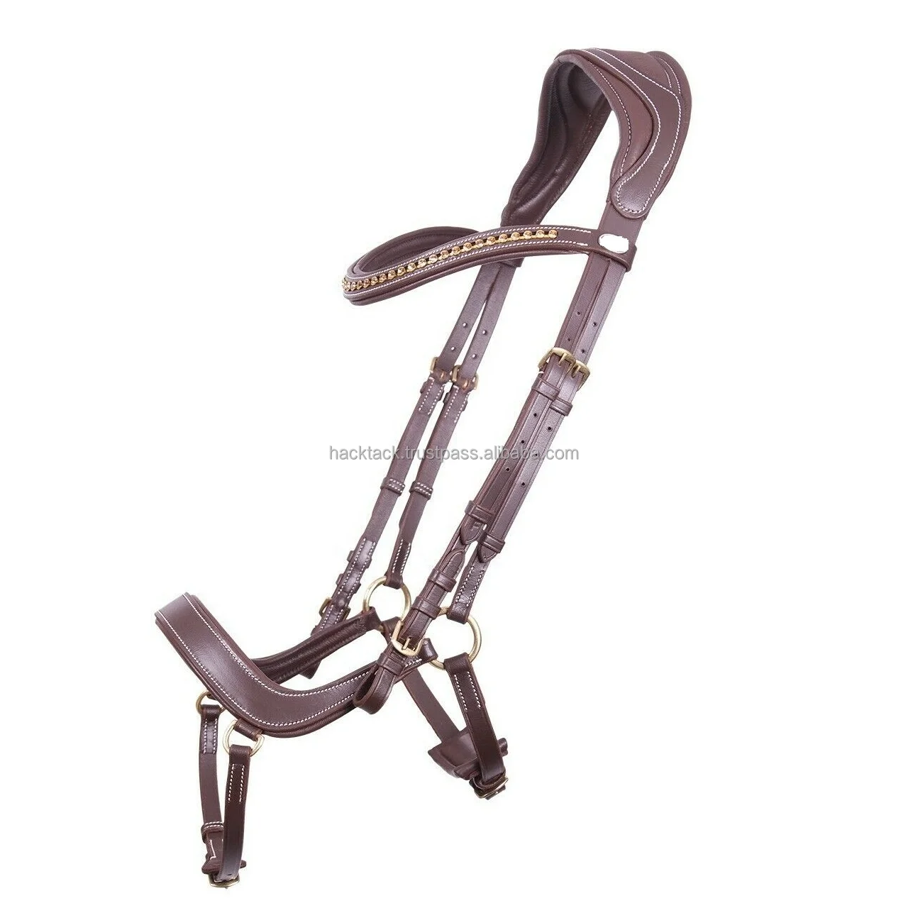 Horse Bridle with Cow Soft Brown LEATHER  fancy stitching on brow band & noseband Bridle