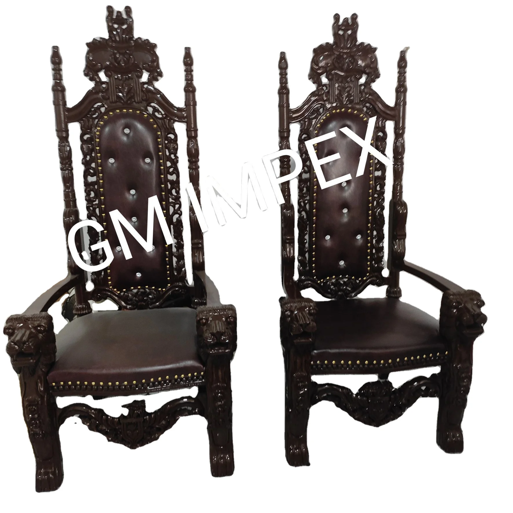 White Back King Throne Chair Antique Throne Chairs on Sale LG20170808-10 Hot Sale Wedding Party Hotel Furniture Solid Wood