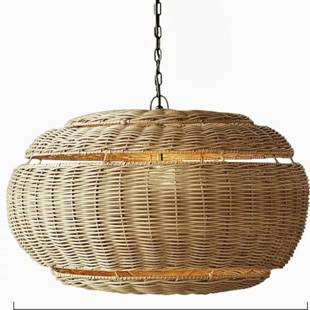 Handmade Modern Boho Rattan Bamboo Lampshade Eco-Friendly Option Antique Floor Lamps Ceiling Lights Japanese Chinese Linear