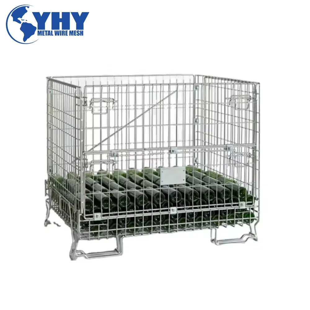 Heavy Duty Stacking Collapsible Metal Storage Pallet Wire Mesh Stillage Cage