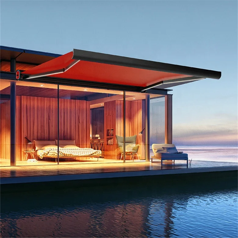 Awning Restaurant Pergola Roof Waterproof Remote Control Detachable Outdoor Awning Tent With Retractable 2 Side Awning