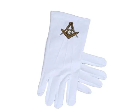 Masonic Shriner Symbol Cotton Gloves - White (One Size Fits Most) For Freemasons. Masonic Formal Wear Regalia