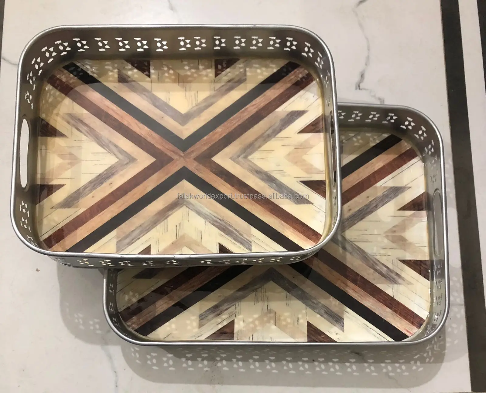 Новейший дизайн ручной работы металлический поднос с принтом сервировочный хорошего качества для кухонной одежды домашний фалак Мировой экспорт