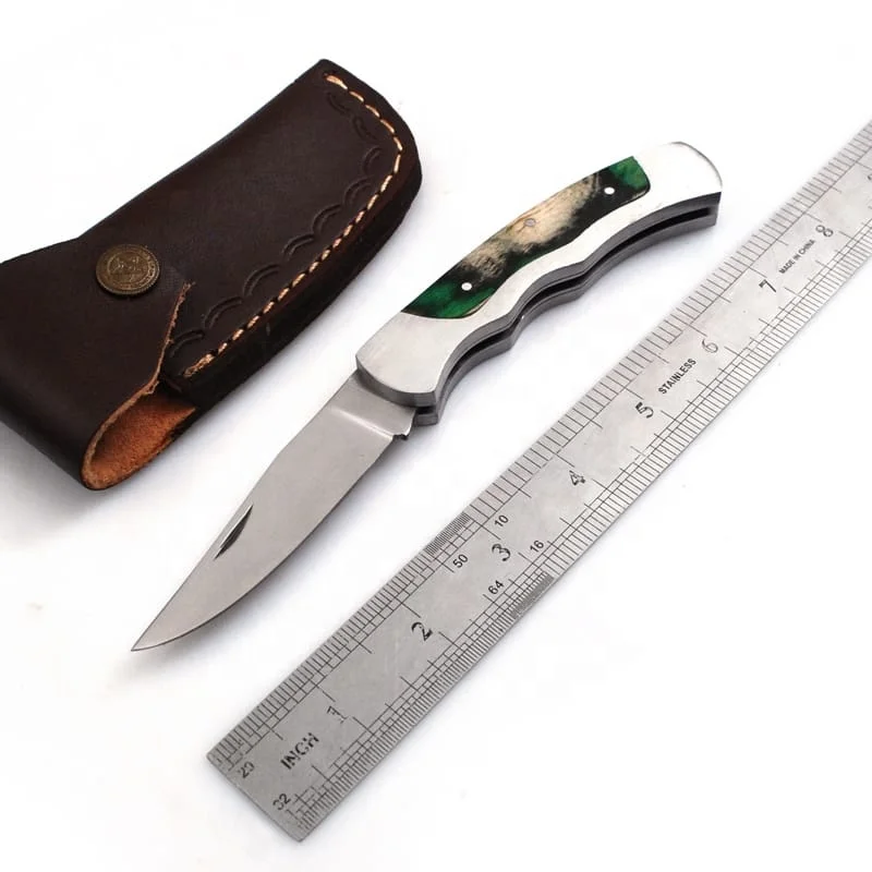 Handmade Custom Stainless Steel Fixed Blade Pocket Knife Damascus Material for Outdoor Camping Hunting DIY Grade Leather Sheath
