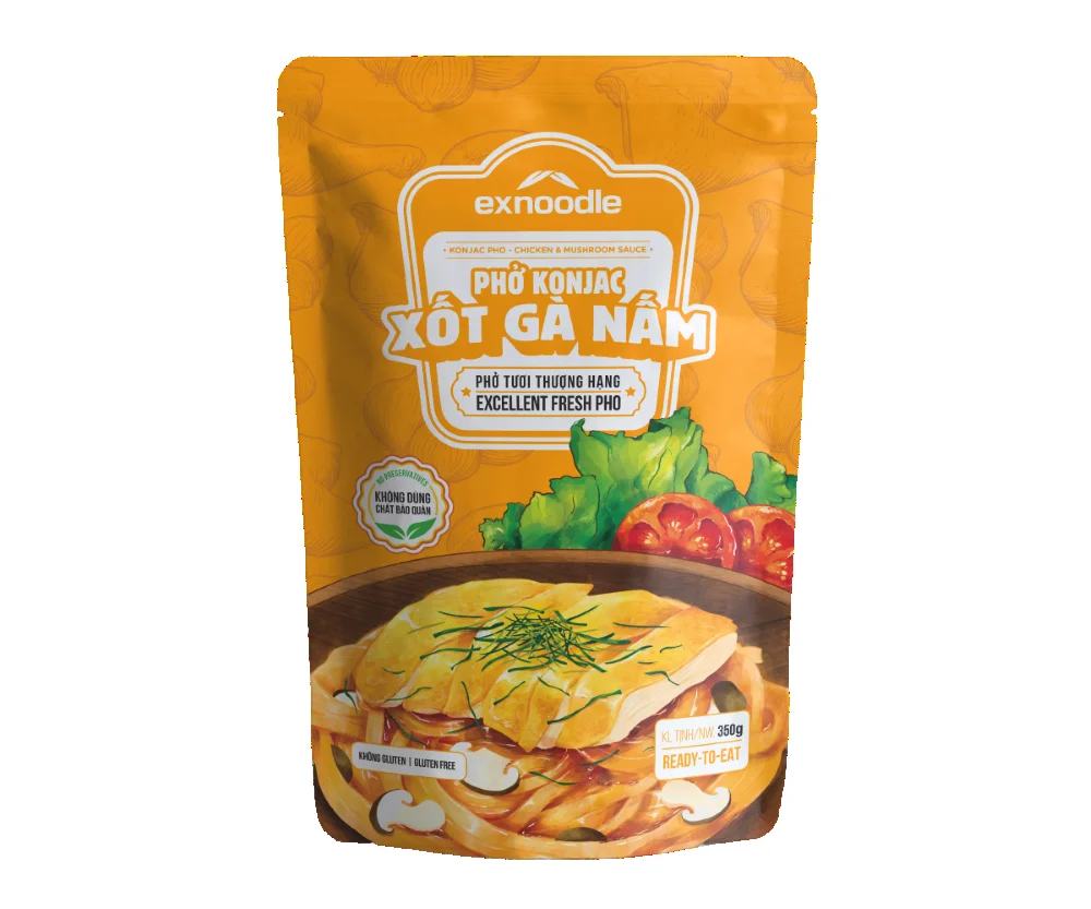High Quality Konjac Noodles with Chicken & Mushroom Sauce Easy to Use Instant Food Best Price Pouch Bag Packaging