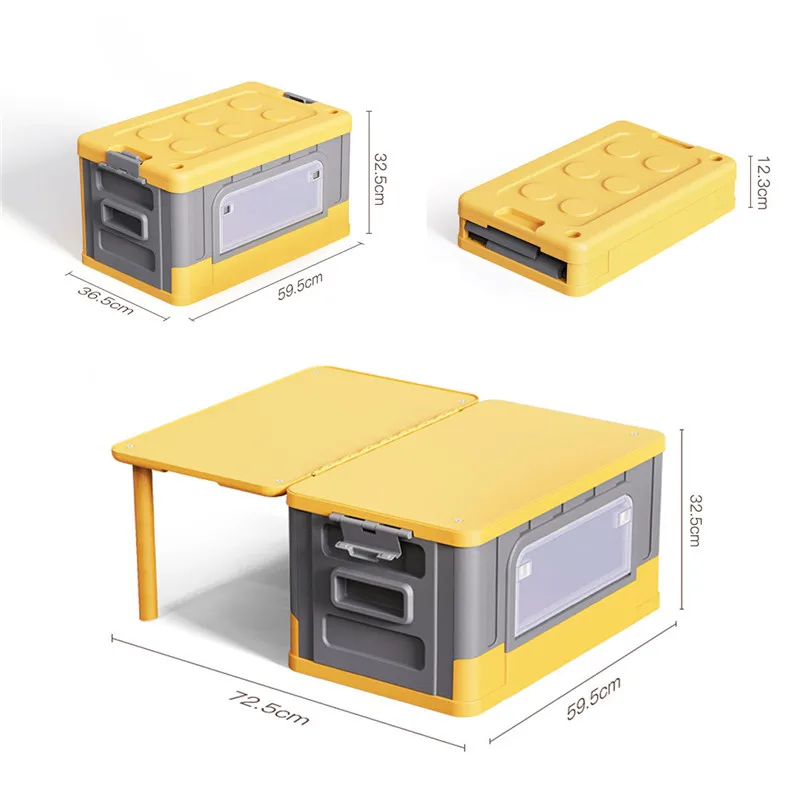 Outdoor Foldable Camping Organizer Plastic Folding Table Box for Storage