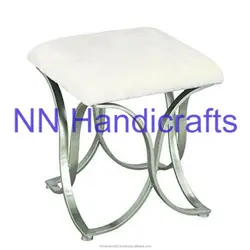 Direct Wholesaler Aluminium Metal Silver Color Matte Finished Square With White Fabric Top Seat Bench Kitchen Fixed Restaurant