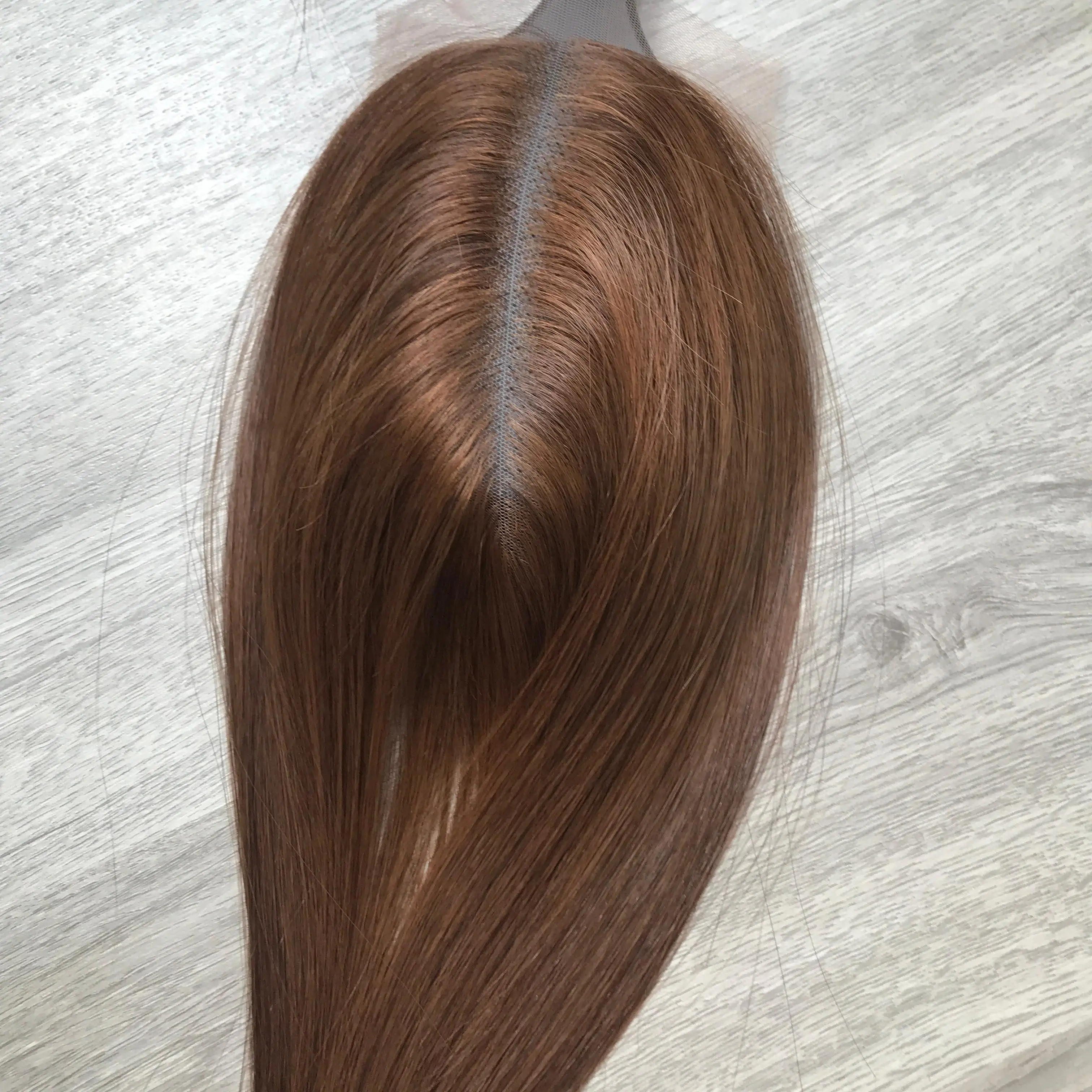 Human Silky Straight Brown color bundle With closure Transparent lace, swiss HD Lace Frontal Vietnamses Hair, Hair Ex