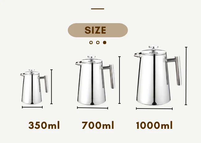 Manufacturer Food Grade Stainless Steel French Pres Coffee Maker Copper Color Wood Handle With Triple Filter Coffee Press