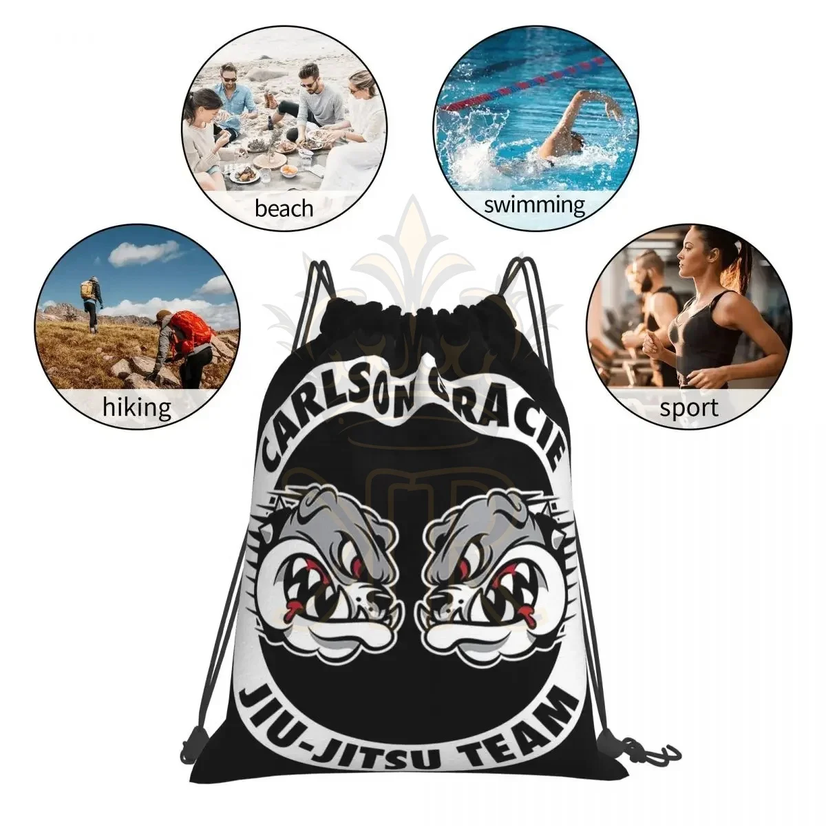 Carlson Gracie Jiu-Jitsu Team Backpacks Drawstring Bags Drawstring Bundle Pocket Sports Bag BookBag For Man Woman School