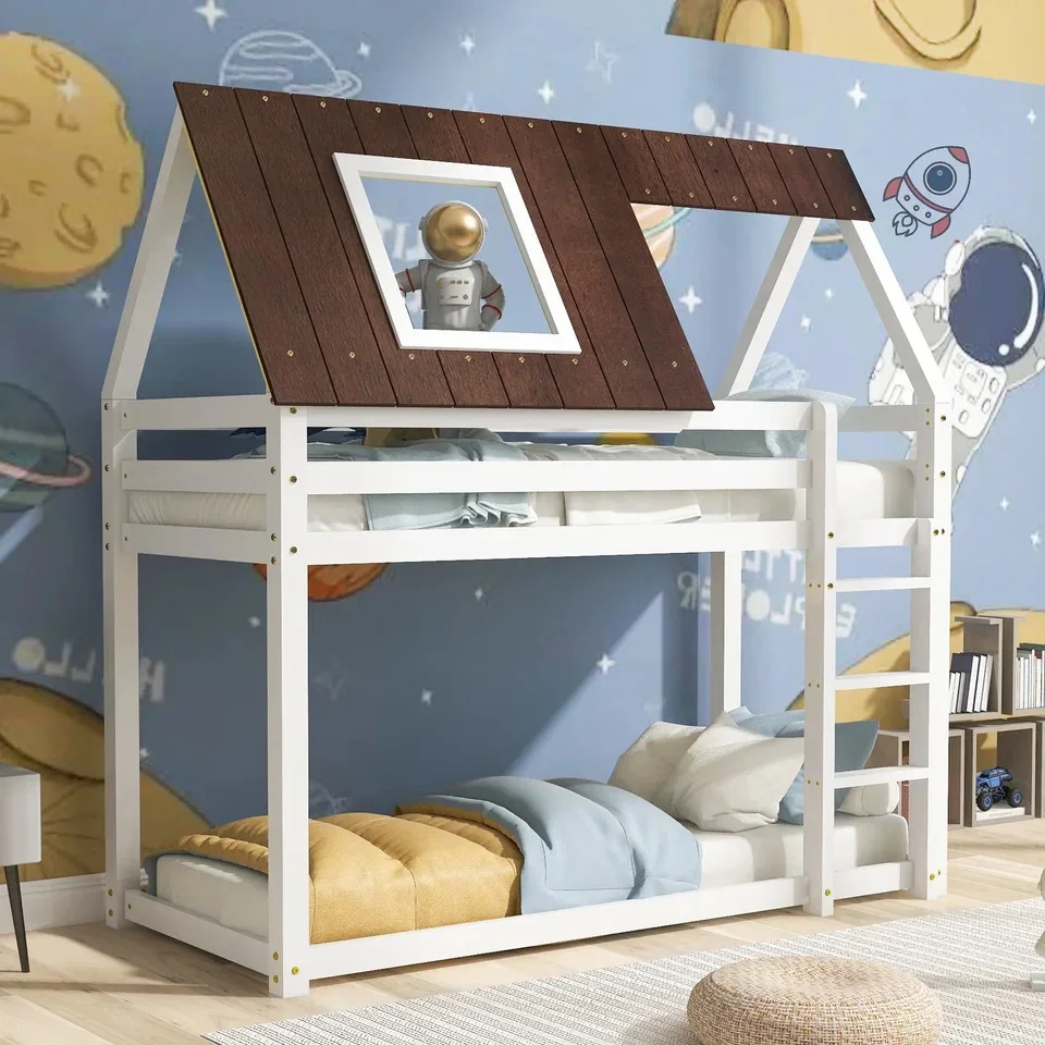 TNT Factory-Made White Tree House Bunk Bed Customized New Design for Kids Bedroom Hot Sale Hotels Schools Dormitories Made Wood
