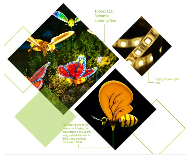 decorative lighting IP65 Dynamic led 3d butterflies move Butterfly Lamp For Outdoor Garden Street Decoration