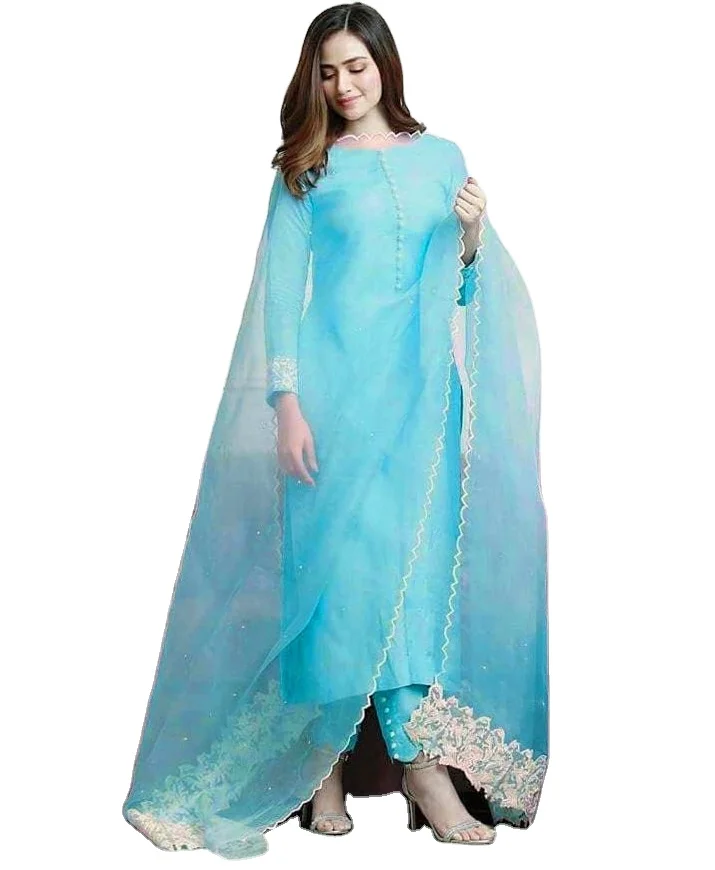 Premium Quality 2022  Wholesale pakistani ladies casual party wear shalwar kameez customized color size best stitching Quality