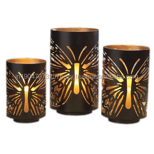 Farmhouse Black Votive Candle Holders Set of 3 Decorative Metal Candlestick Holders Antique Candle Stand for Wedding & Christmas