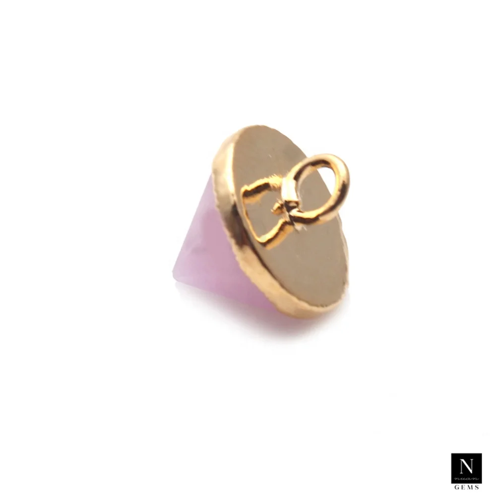 Wholesale Fine Jewelry Pendants & Charms DIY Black Onyx Cone Shape Necklaces with Single Bail Gold Plated Connectors for Women