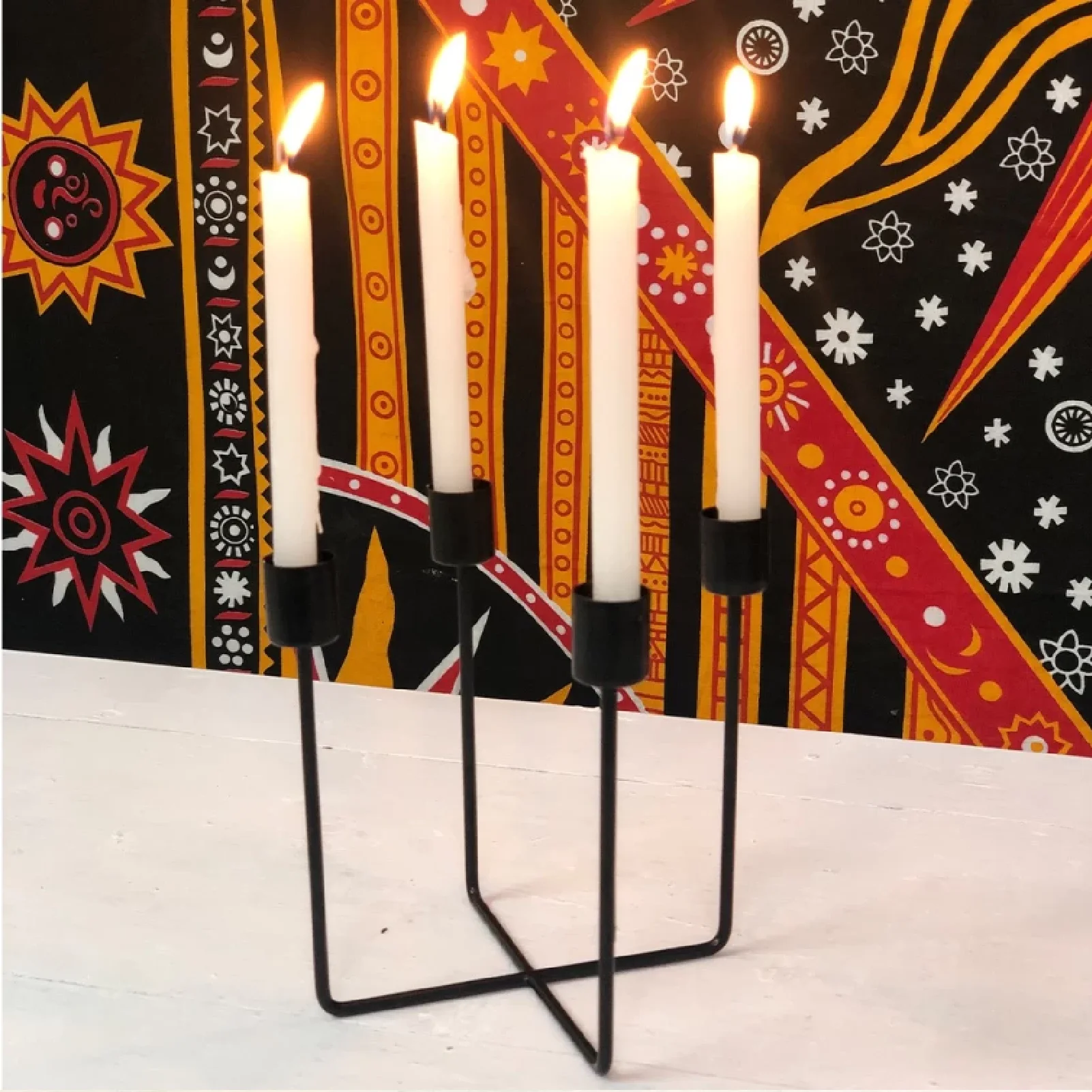 2 Arm Metal Black Candle Labra Stand Classic Menorah Modern Jewish Menorah For The Tabernacle 9 Arm Hanukkah for  Wholesale