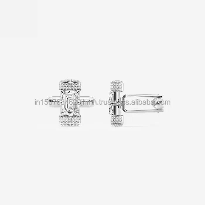 14k Gold Cufflink for men cufflink with Lab Grown Emerald  Diamond jewelry certified IGI/GIA/EGL Certified Jewelry