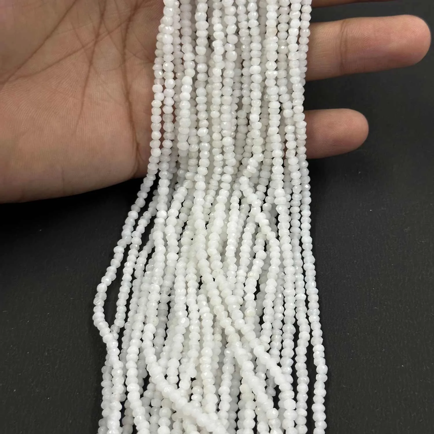 Affordable Price 3mm Natural White Agate Faceted Rondelle Loose Gemstone Beads for Bracelet Making Custom Size Genuine Beads