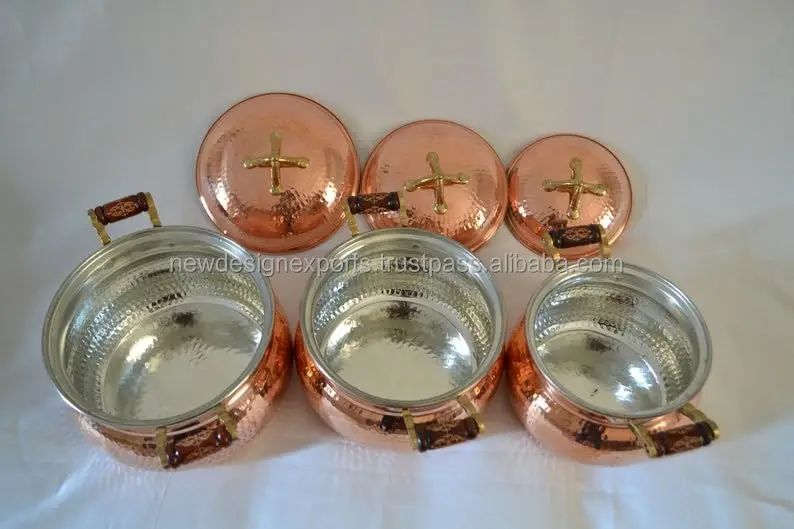casserole pots with lid, Hammered