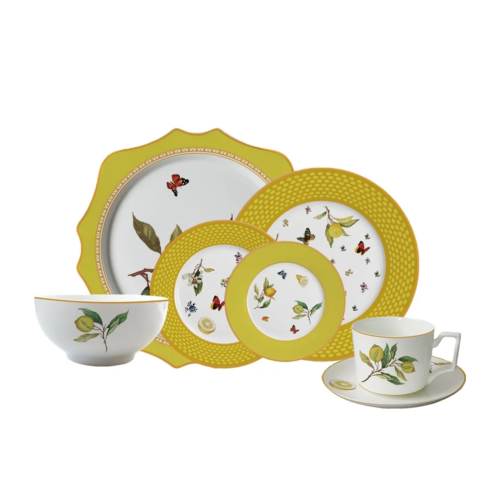 Hot Sale 6 Pieces Dinner Ceramic Dinner Set Bone China  Dishes Cake Dinner Plate