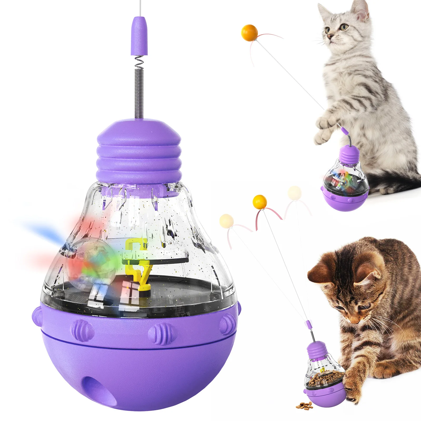 Interactive Cat Toy Slow Food Leakage Feeder with Light Bulb Shape