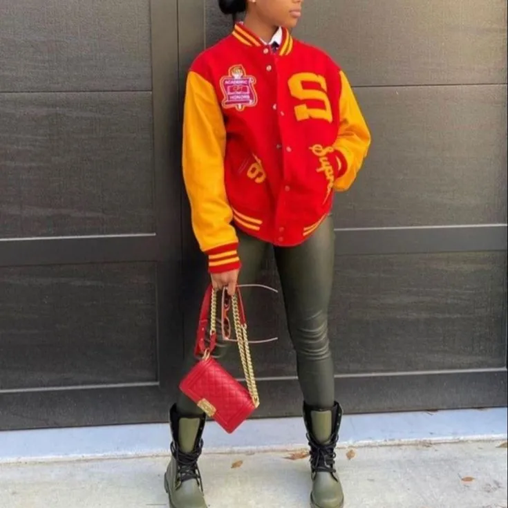 2022 OEM korean university chenille patch varsity jackets oversize men women simple beauty windbreaker letterman coat