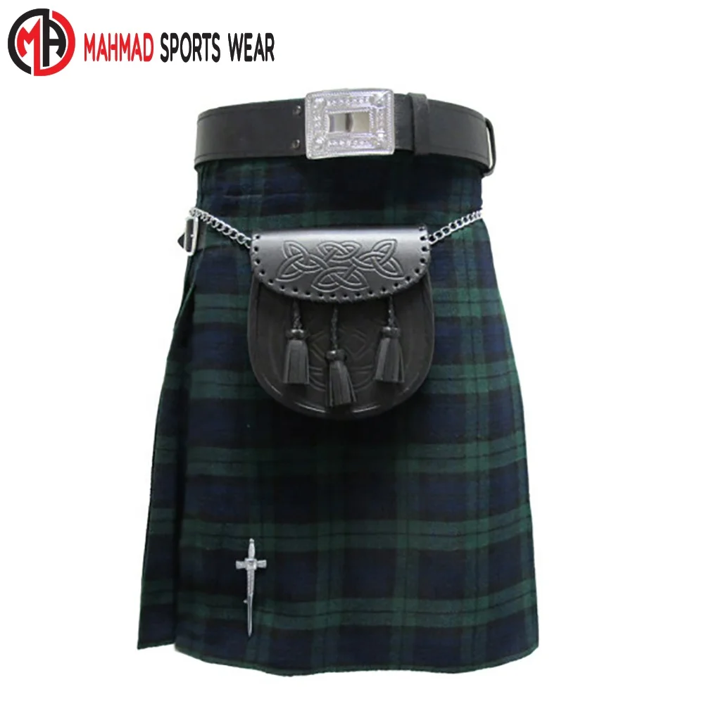 High Quality New Custom Made Black Watch  Active Mens Scottish Kilt Mens Highland Traditional Kilts Kilts Plaid Skirts
