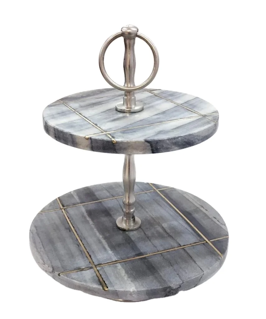 Elegant Design Best Price Cake Stand Marble And Stainless Steel Display Cake Stand For Hotel Restaurant Wedding Birthday Parties