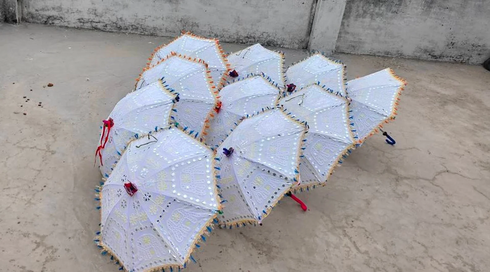 Beautiful Handmade Embroidery Mirror Work Small Umbrella For Wedding Decoration Small Hanging Umbrella For Decoration