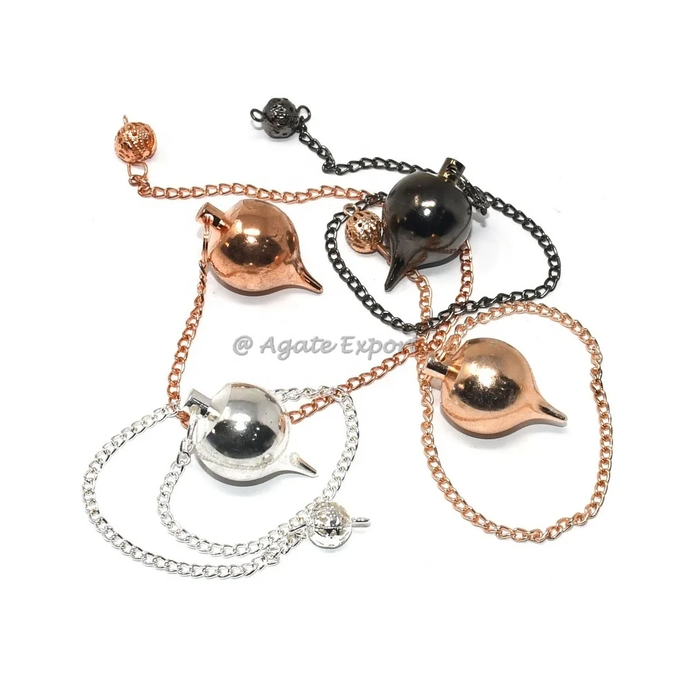 Wholesale Sier Drop Dowsing Pendulums Carved Brass Metal Pendulums with Agate Gemstone for Dowsing Techniques