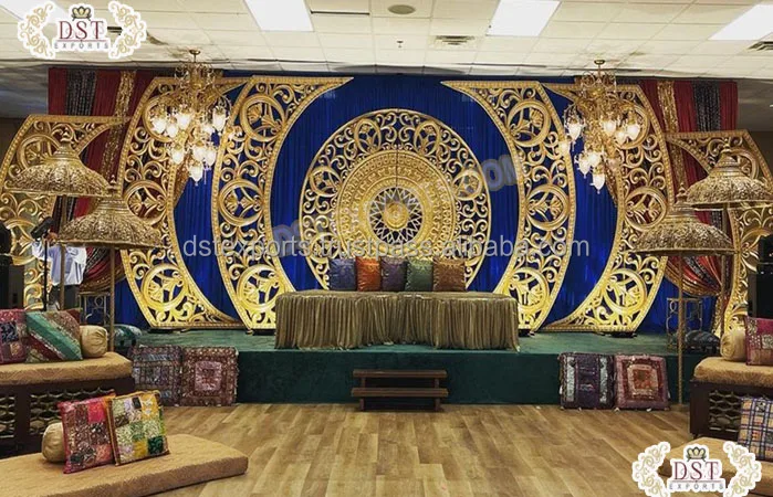 Mehndi Sangeet Stage Backdrop Frame Panel Impressive Wedding Fiber Backdrop Decor Wedding Reception Stage Frames/Panels