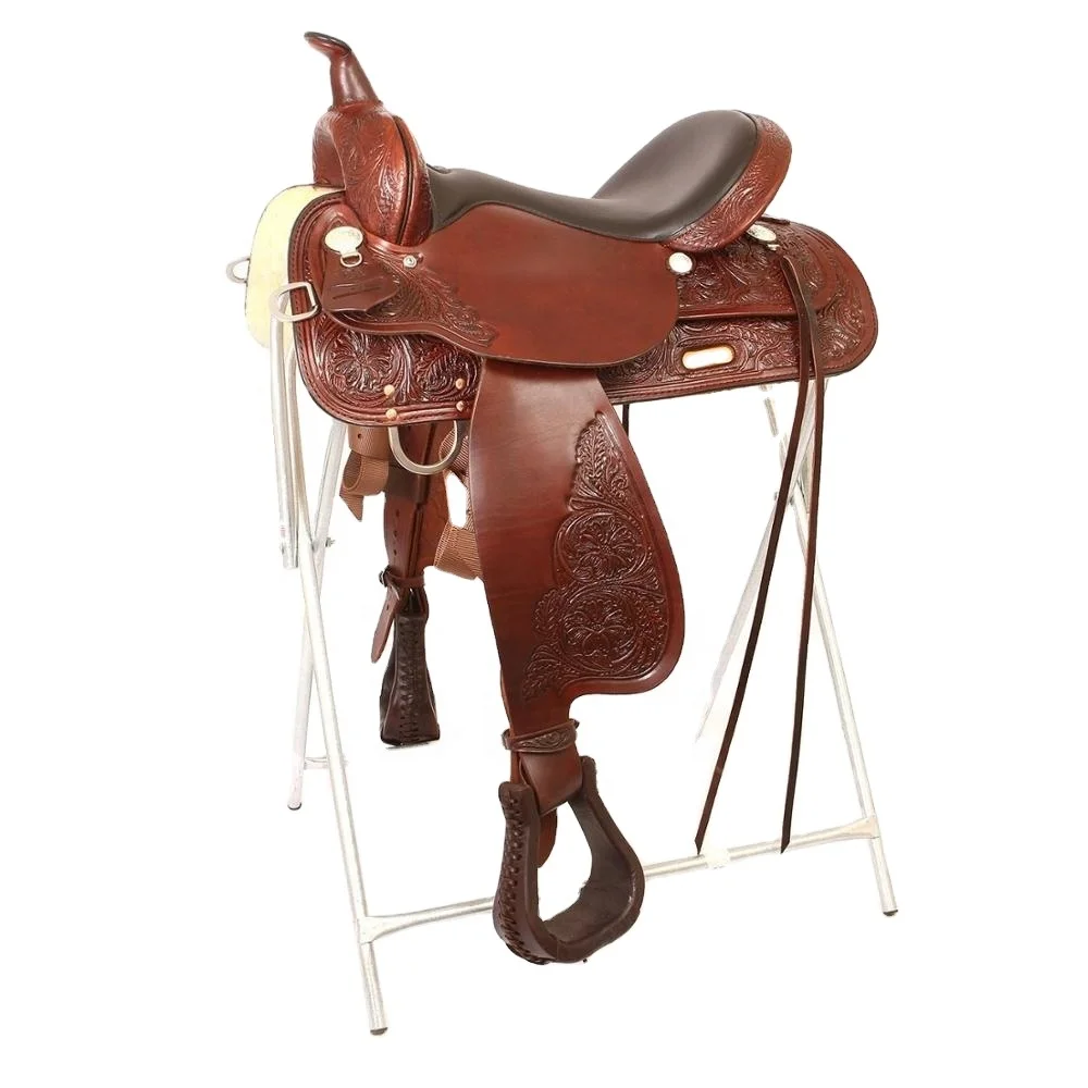 Custom Made Highest Quality Horse Western Cow Leather Trail Saddle With Beautiful Hand Curved Manufacturer