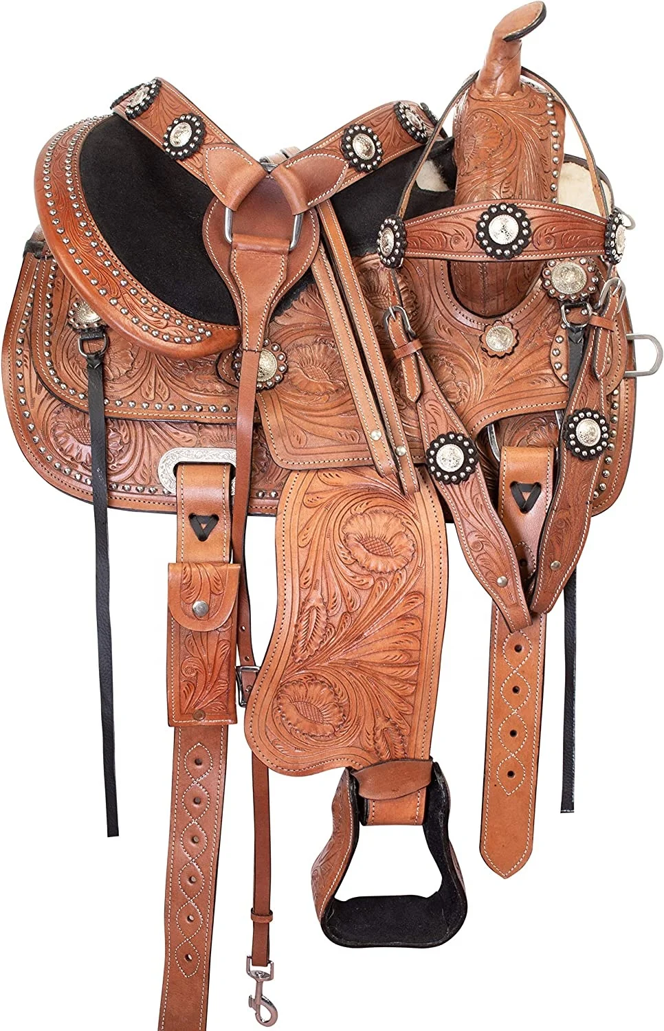 Premium Quality Western leather Horse Saddle With Matching Horse Tack Set Genuine Leather Barrel Saddle English Racing Saddle