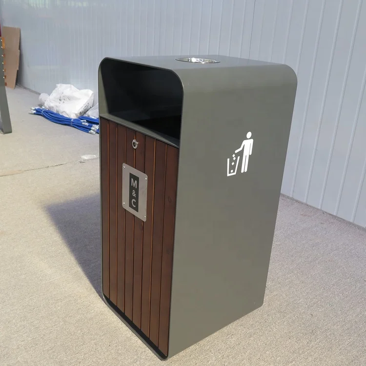 Top-level Outdoor Trash Can Factory Price Wood Trash Bin