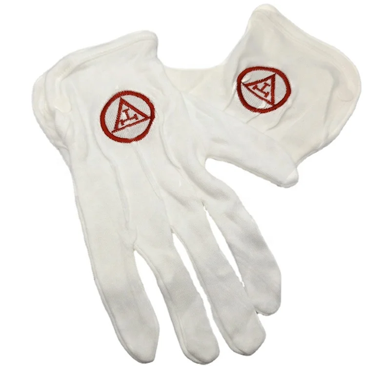 Custom logo Wholesales 100% Cheap Masonic White Cotton Gloves