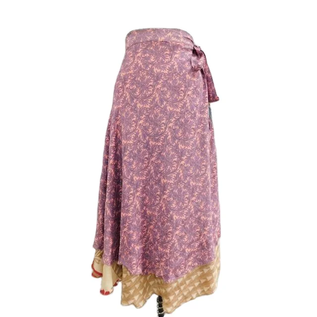 Vintage silk saree Magic Wrap Skirts Handmade Silk Reversible rapron skirt 2 layer wrap