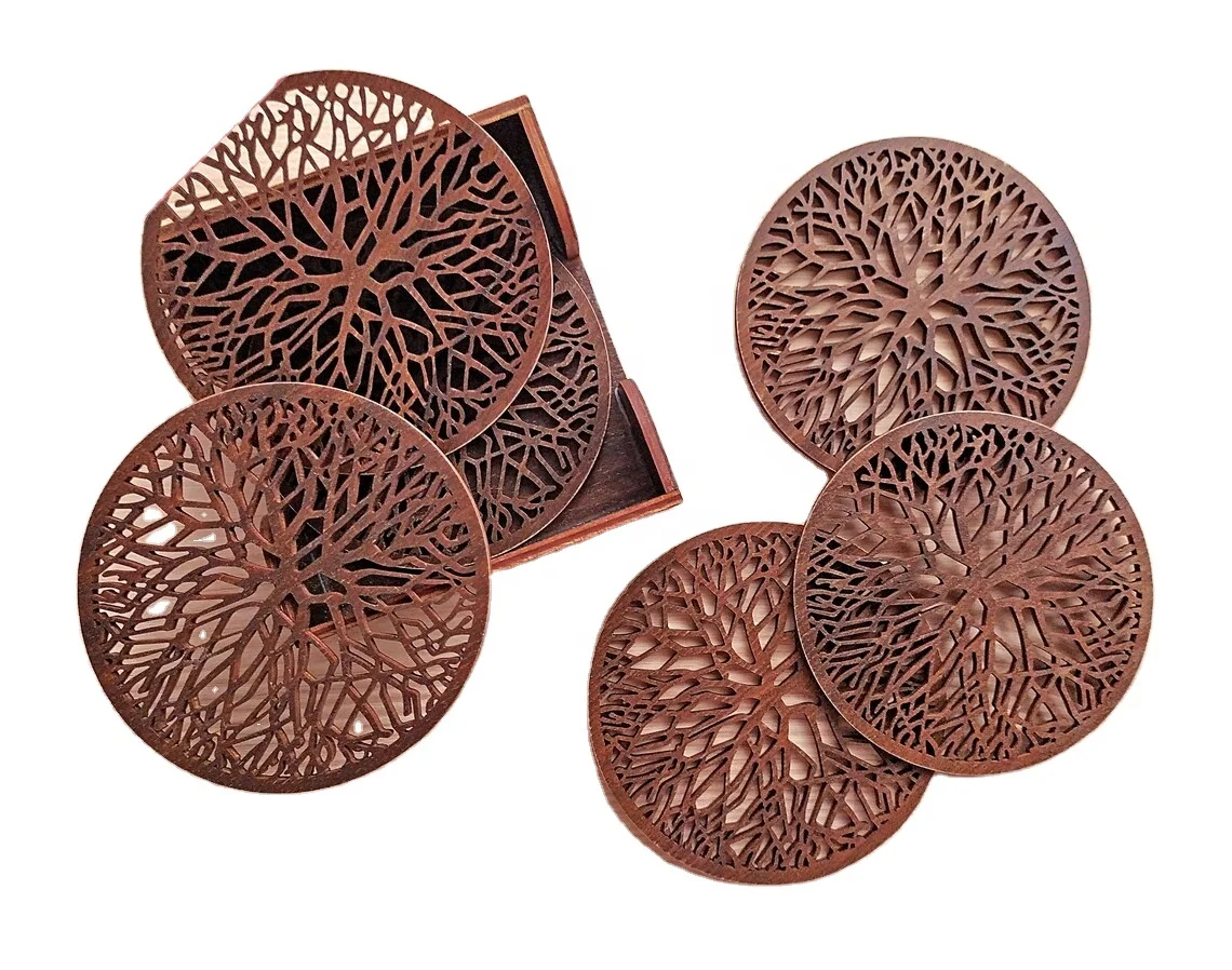 wooden carved Coaster For Drink Tea Coffee