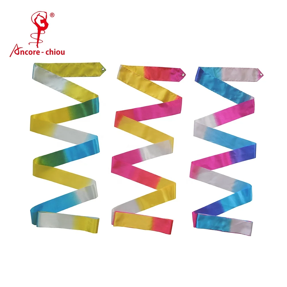 Customizable color Nylon Rhythmic Gymnastics Ribbon Multi Color Block 4 5 6m