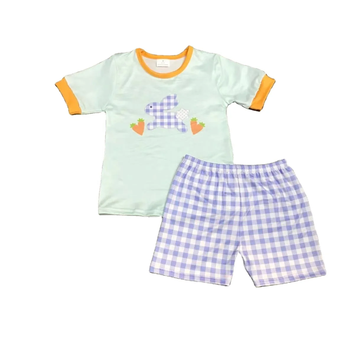 Wholesale summer boutique Easter themed printed short sleeve and pants suits, factory direct support custom