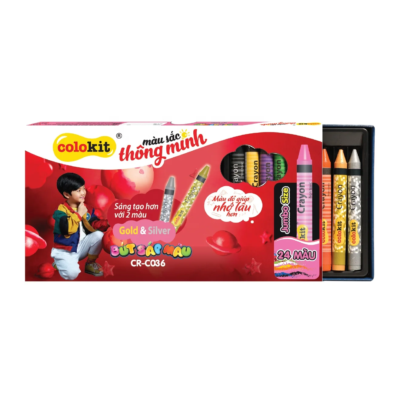 Drawing Good Price Art Paper Canvas High Quality School Supplies 24 Colors CR-C036 Jumbo Wax Caryon Crayons