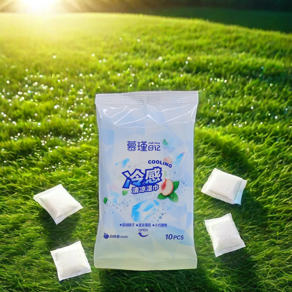 Portable Peach Soap Body Staying Comfortably Cool Wet Wipes Sweat Cooling Wipes