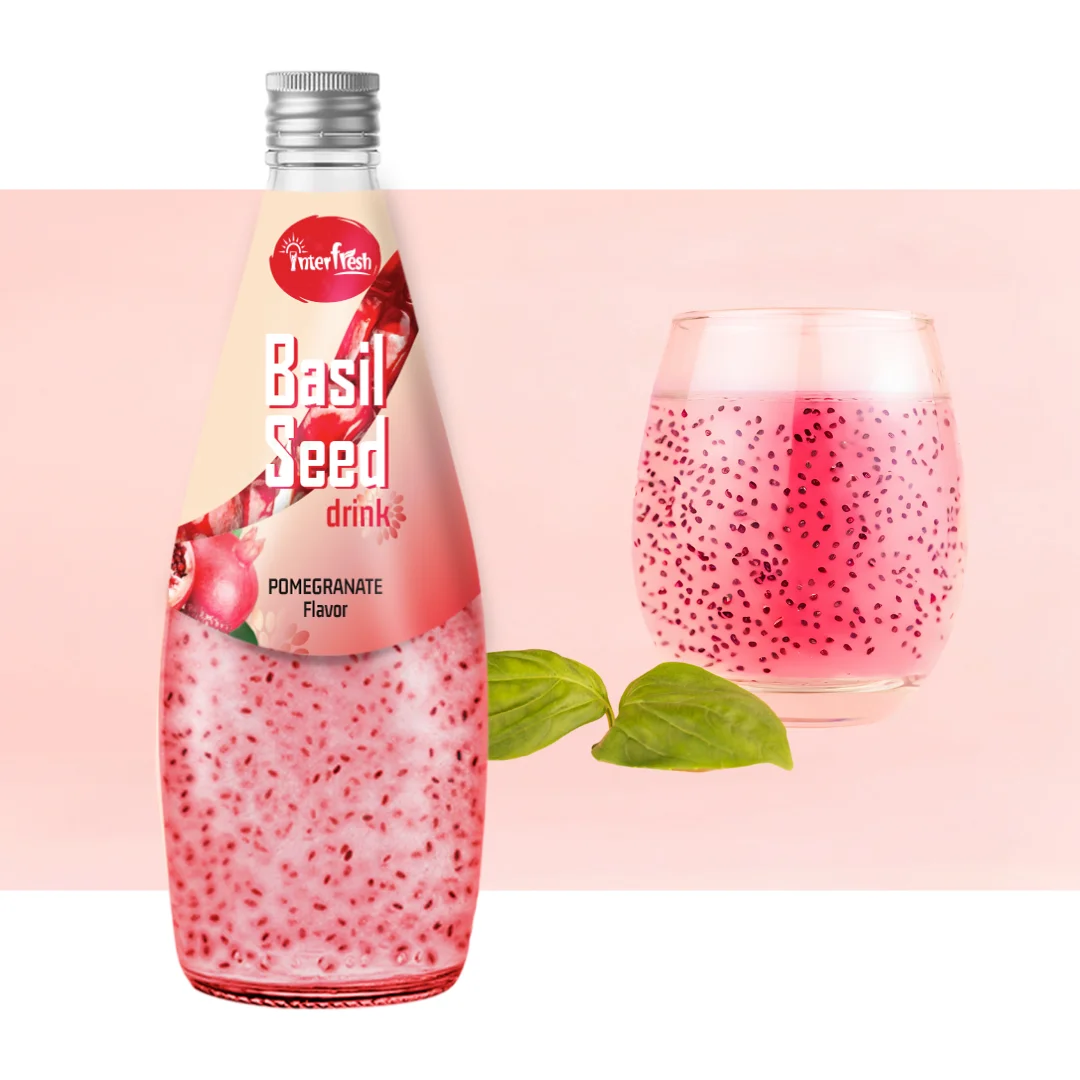 Interfresh Vietnam 290ml Glass Bottle Basil Seed Drink Cocktails Fruit Flavored Beverages Customizable Private Label Free Sample