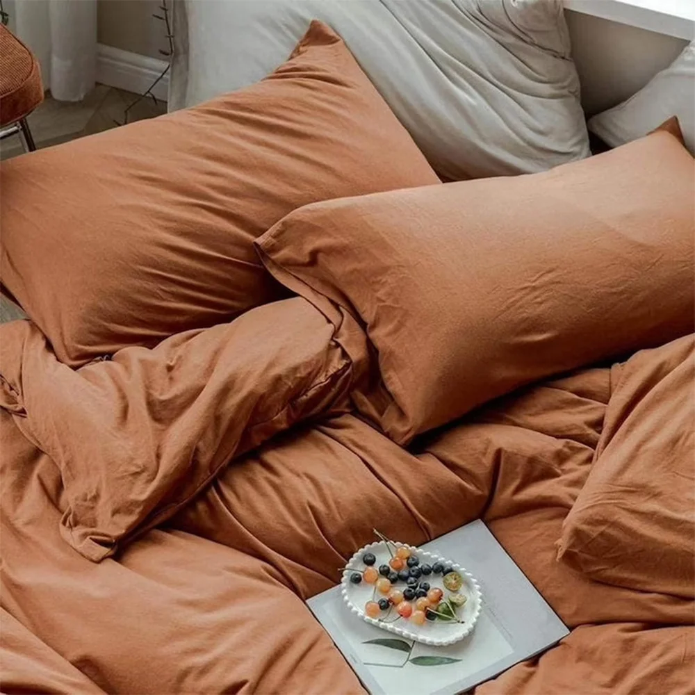 100% Cotton Duvet Cover Boho bedding exclusive Queen size Duvet Cover Rust brown duvet Bedding set